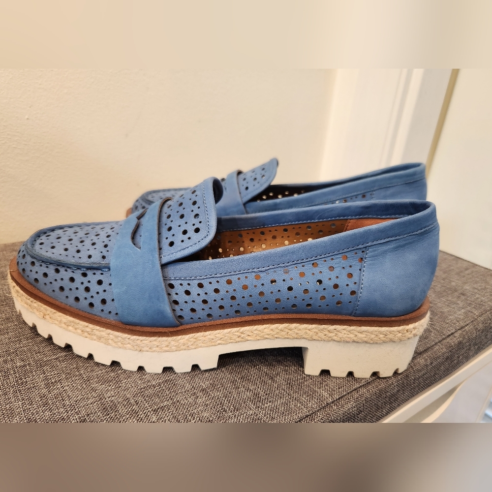 Nine West Blue Perforated Loafers - Picture 2 of 7